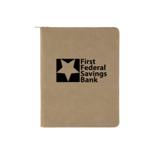 9 1/2" x 12" Laserable Leatherette Portfolio with Notepad w/ Zipper GFT350 - Light Brown