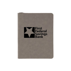 9 1/2" x 12" Laserable Leatherette Portfolio with Notepad w/zipper GFT354 - Gray